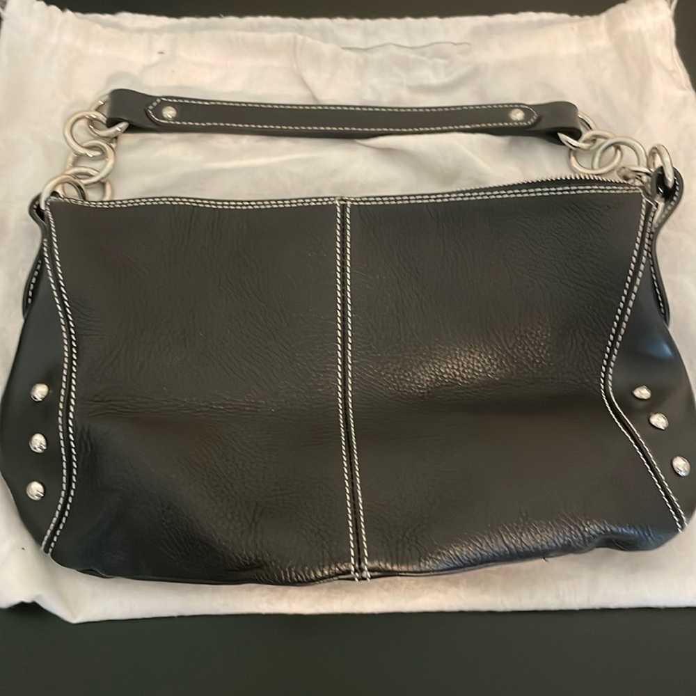 Furla black leather shoulder bag